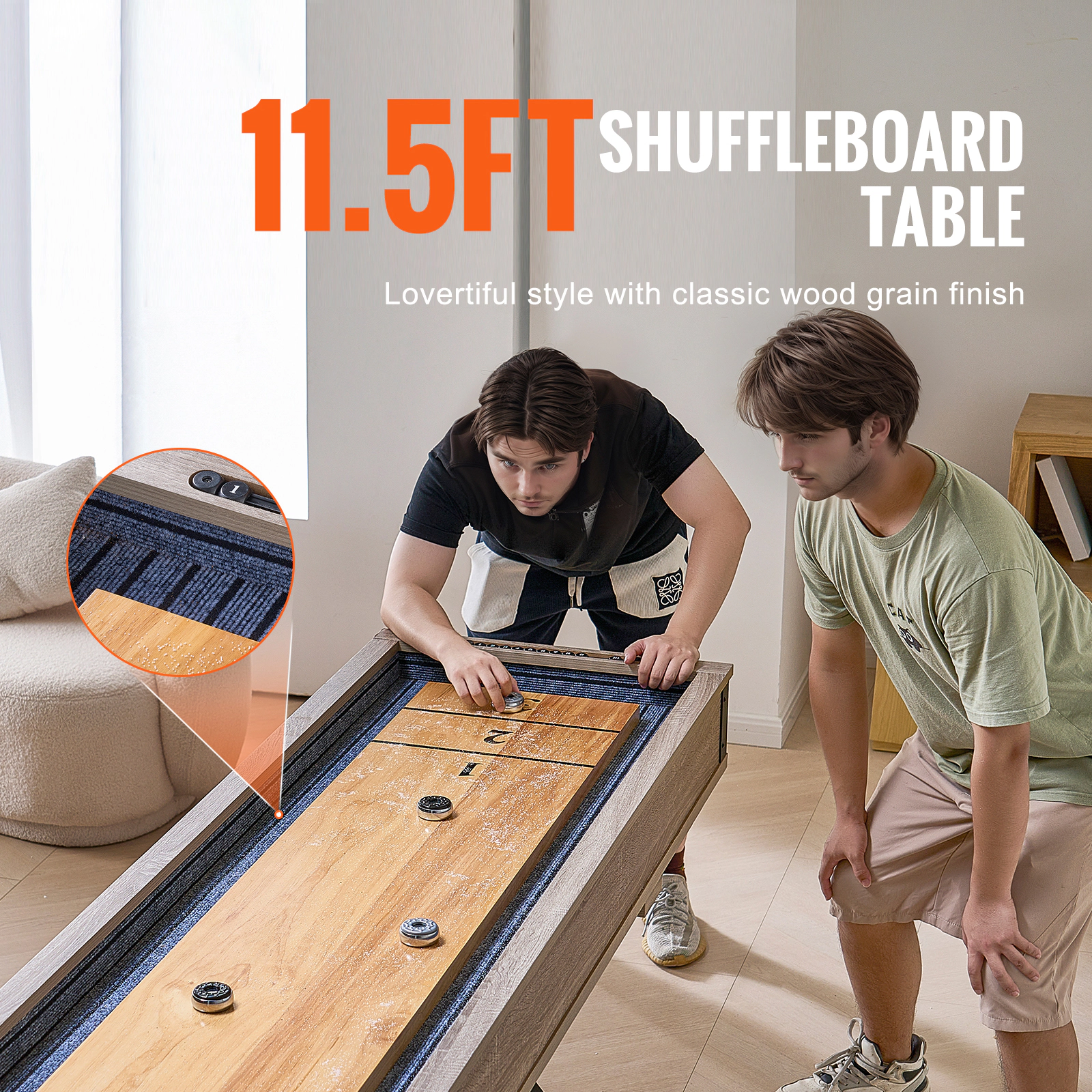 HONGGE Shuffleboard Table Shuffleboard for Family Game Rooms 2 in 1 Shuffleboard and Bowling Combo Game Set with