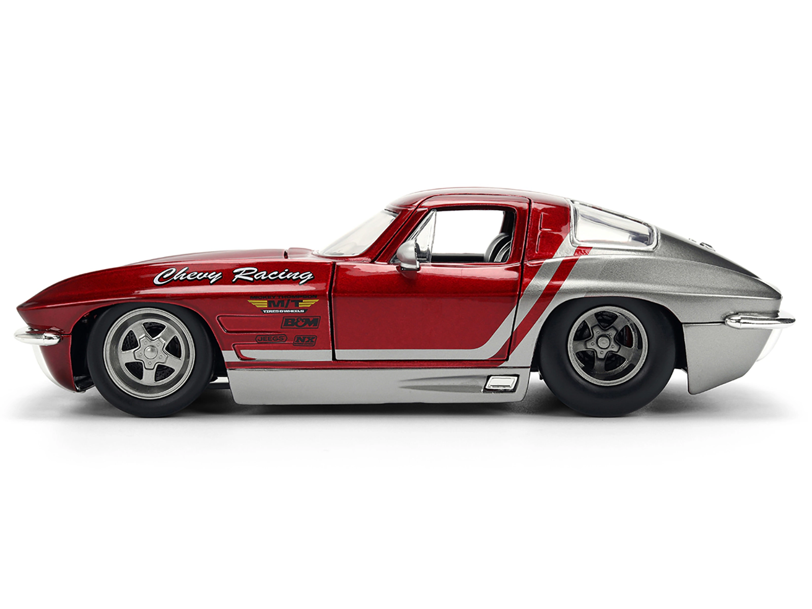 Jada 1963 Chevrolet Corvette Stingray "Chevy Racing" Red Metallic and Gray "Bigtime Muscle" Series 1/24