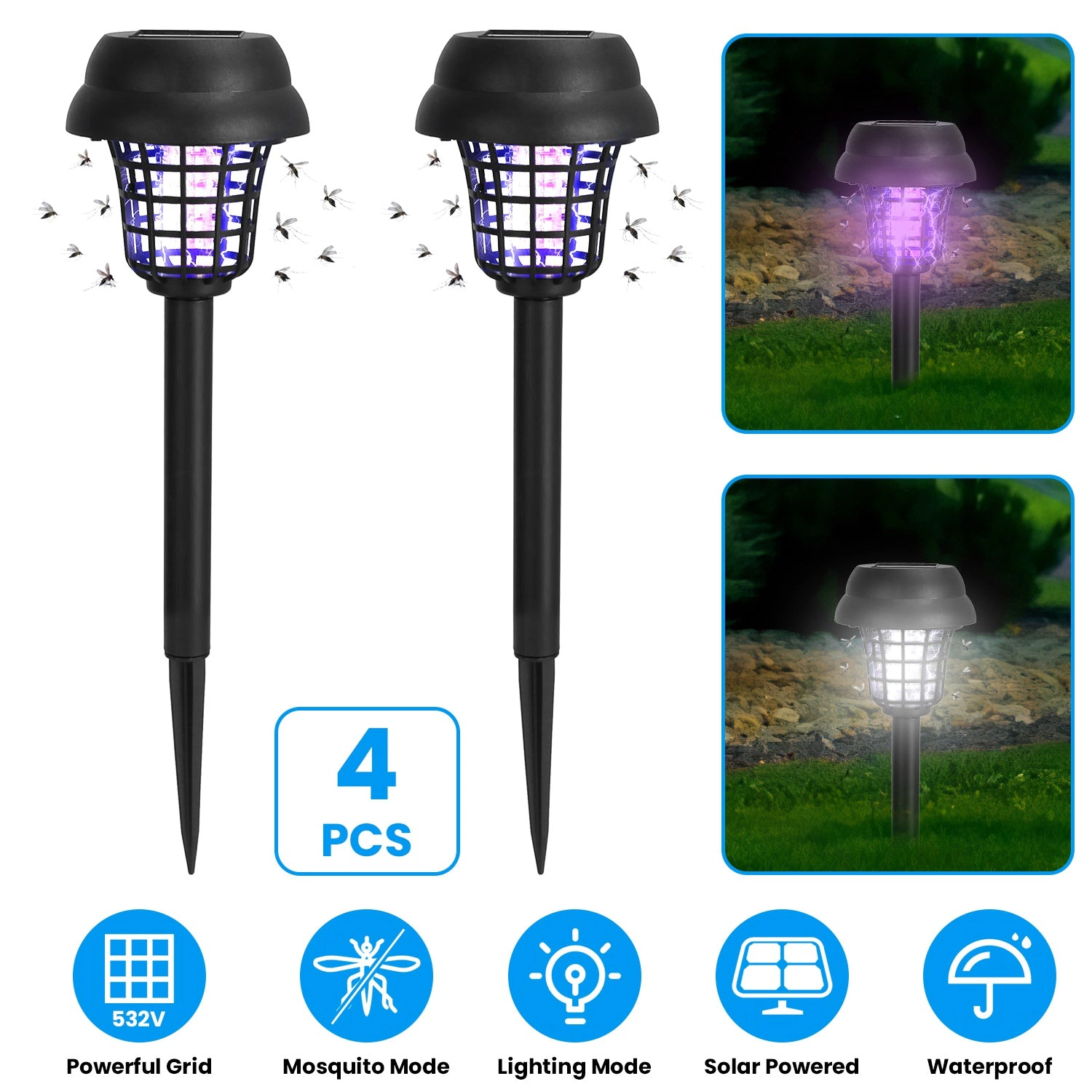 GBruno 4-Pack Solar Mosquito Zapper Outdoor Torch