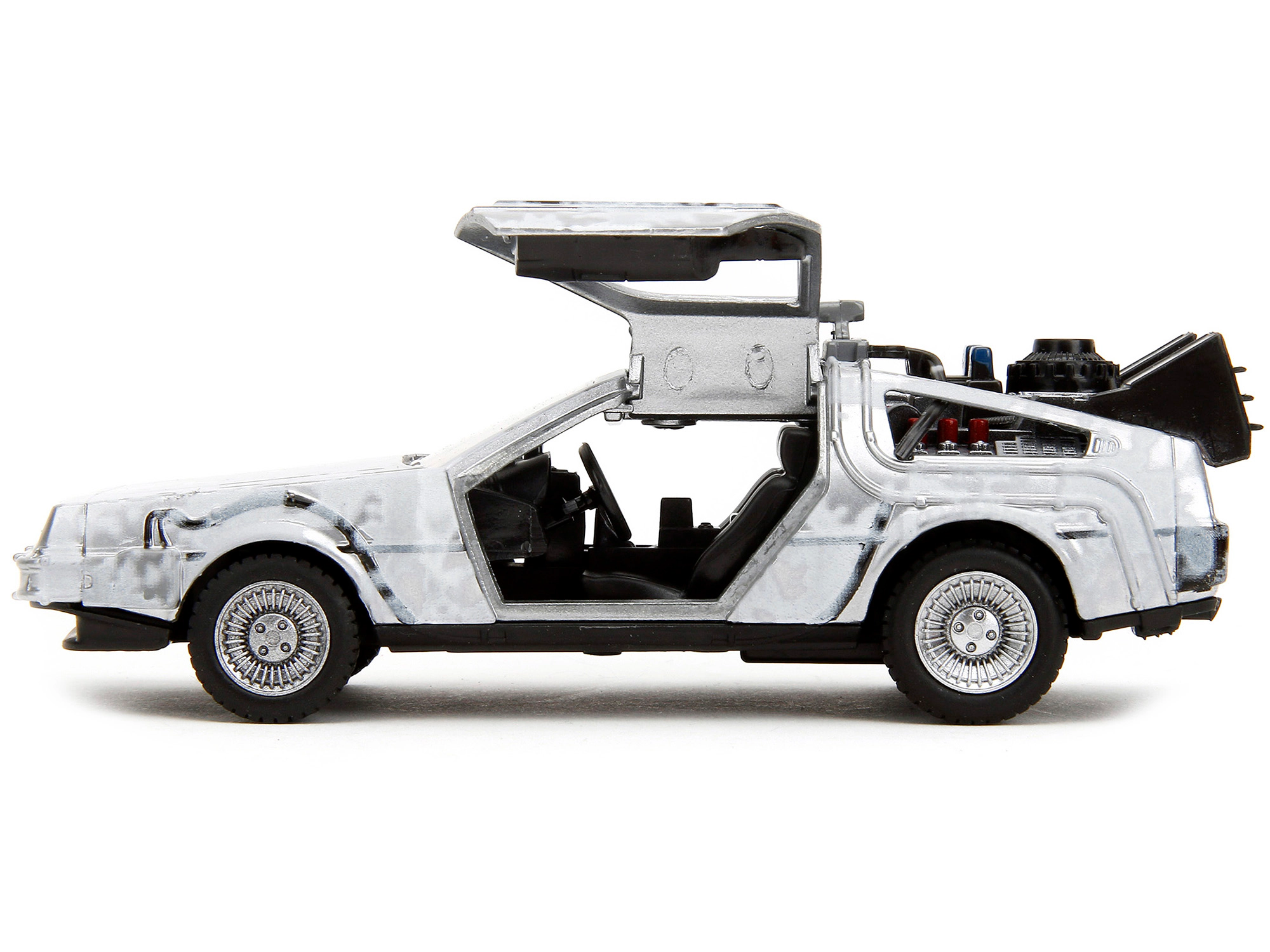 Jada DMC DeLorean Time Machine Brushed Metal (Frost Version) "Back to the Future" (1985) Movie "Hollywood