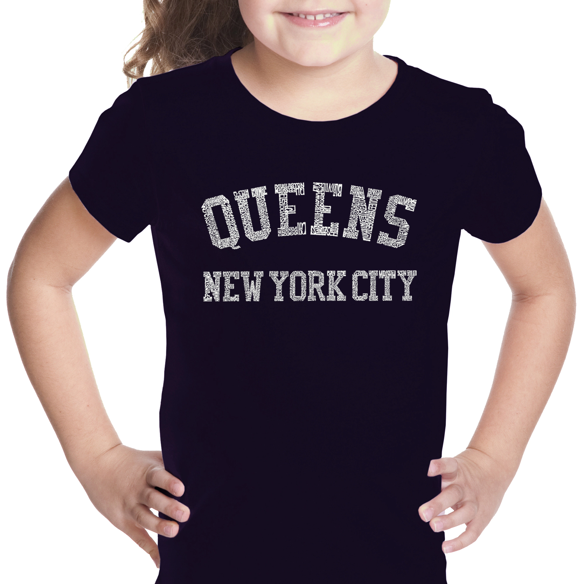 LA Pop Art Girls Word T-Shirt - POPULAR NEIGHBORHOODS QUEENS, NY