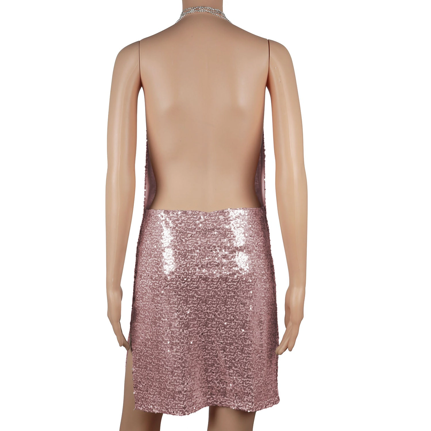 GBruno Sequin Chain Choker Backless Minidress