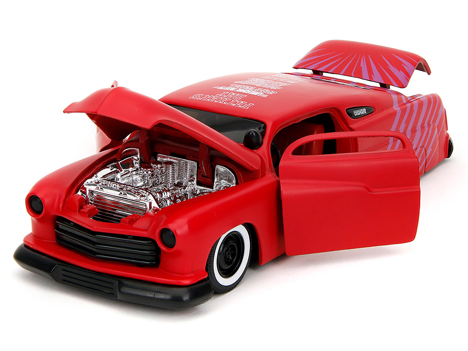 Jada 1951 Mercury Matt Red with Purple Stripes and Creep Diecast Figure "Creepshow" (1982) Movie "Hollywood