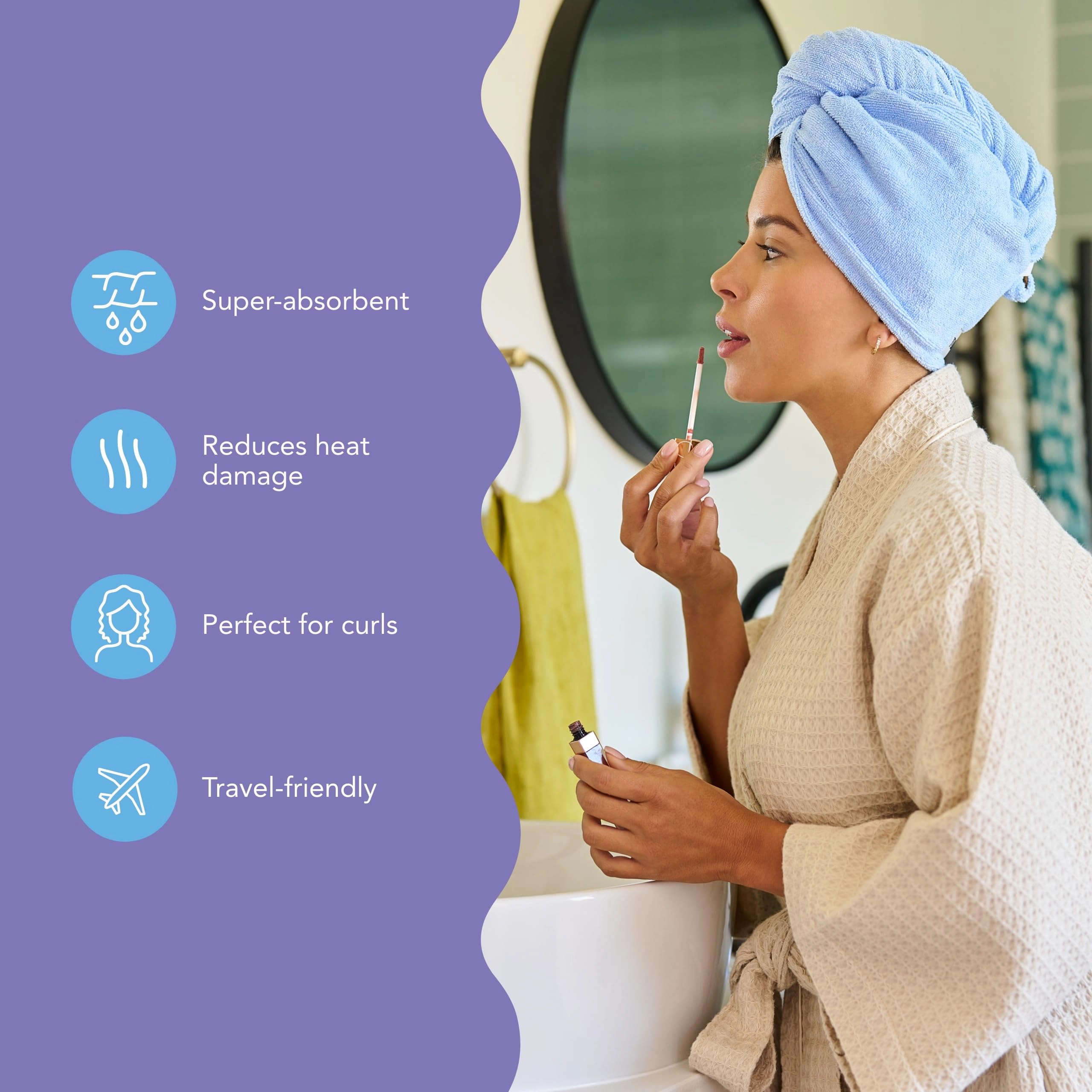 2-packfiber Hair Towel For Beauty  Travel Gifting - Wrap Turban Straight Wavy