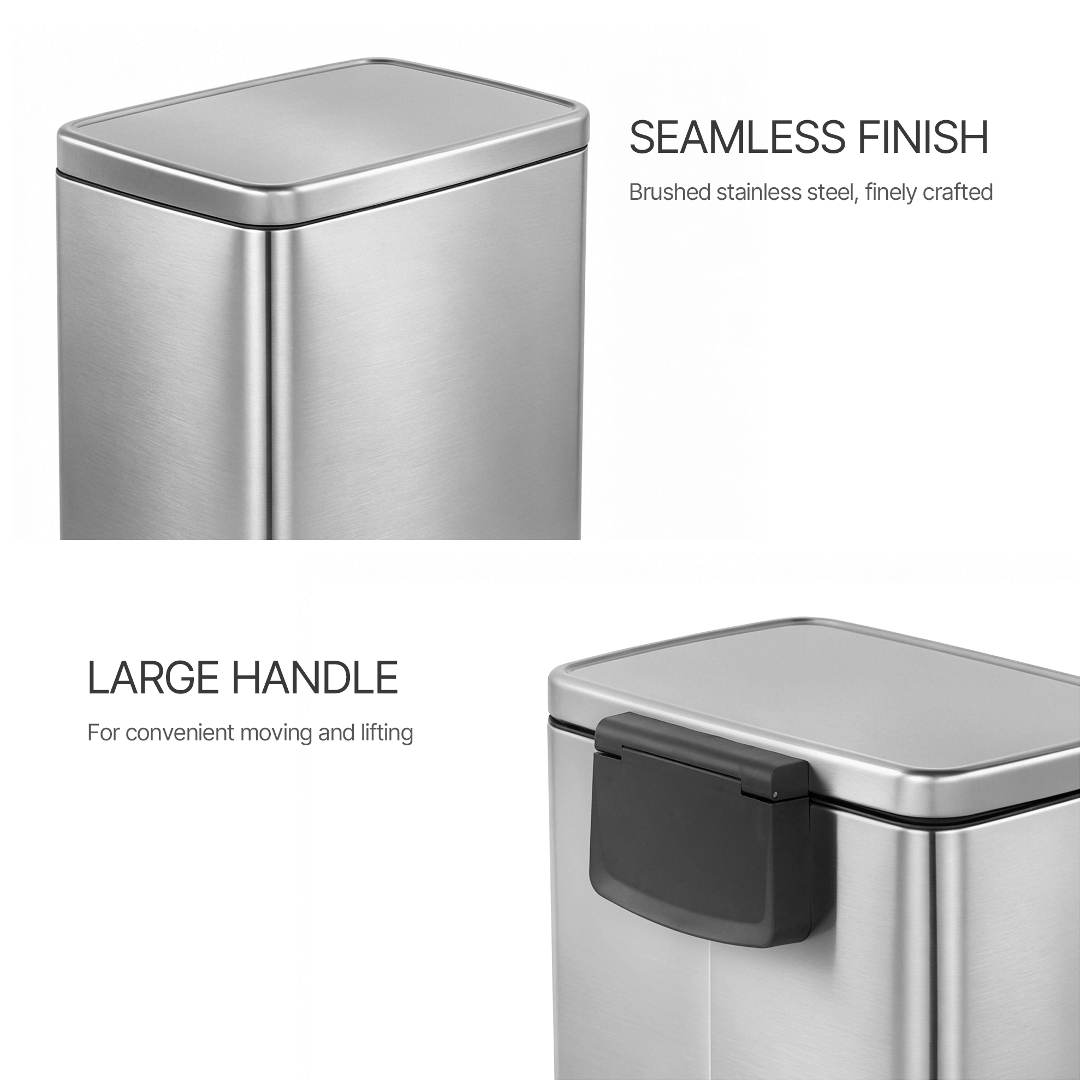 Innovaze 13 Gal./50 Liter Rectangular Stainless Steel Step-on Trash Can for Kitchen