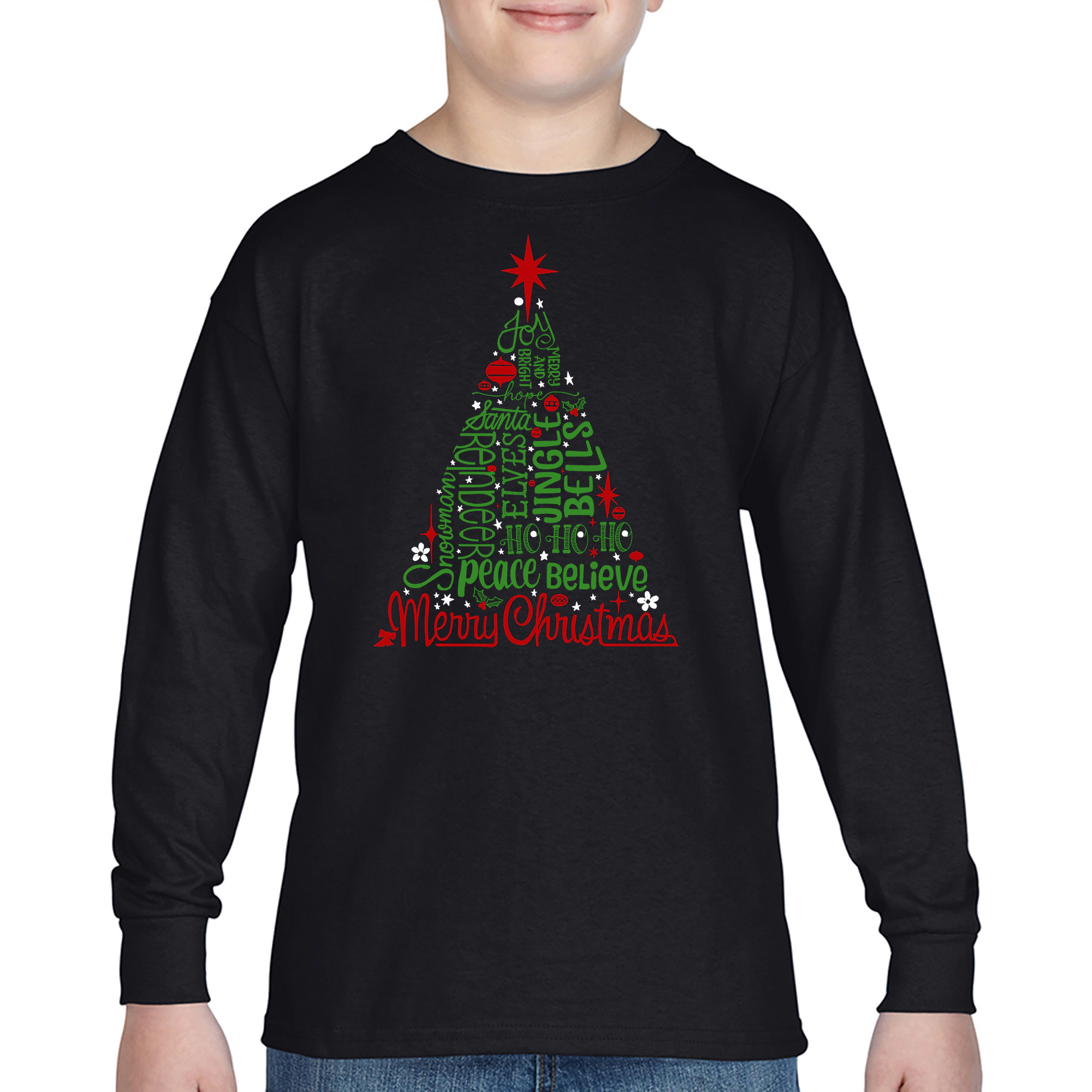 LA Pop Art Boys Long Sleeve T-Shirt - Holiday Christmas Tree