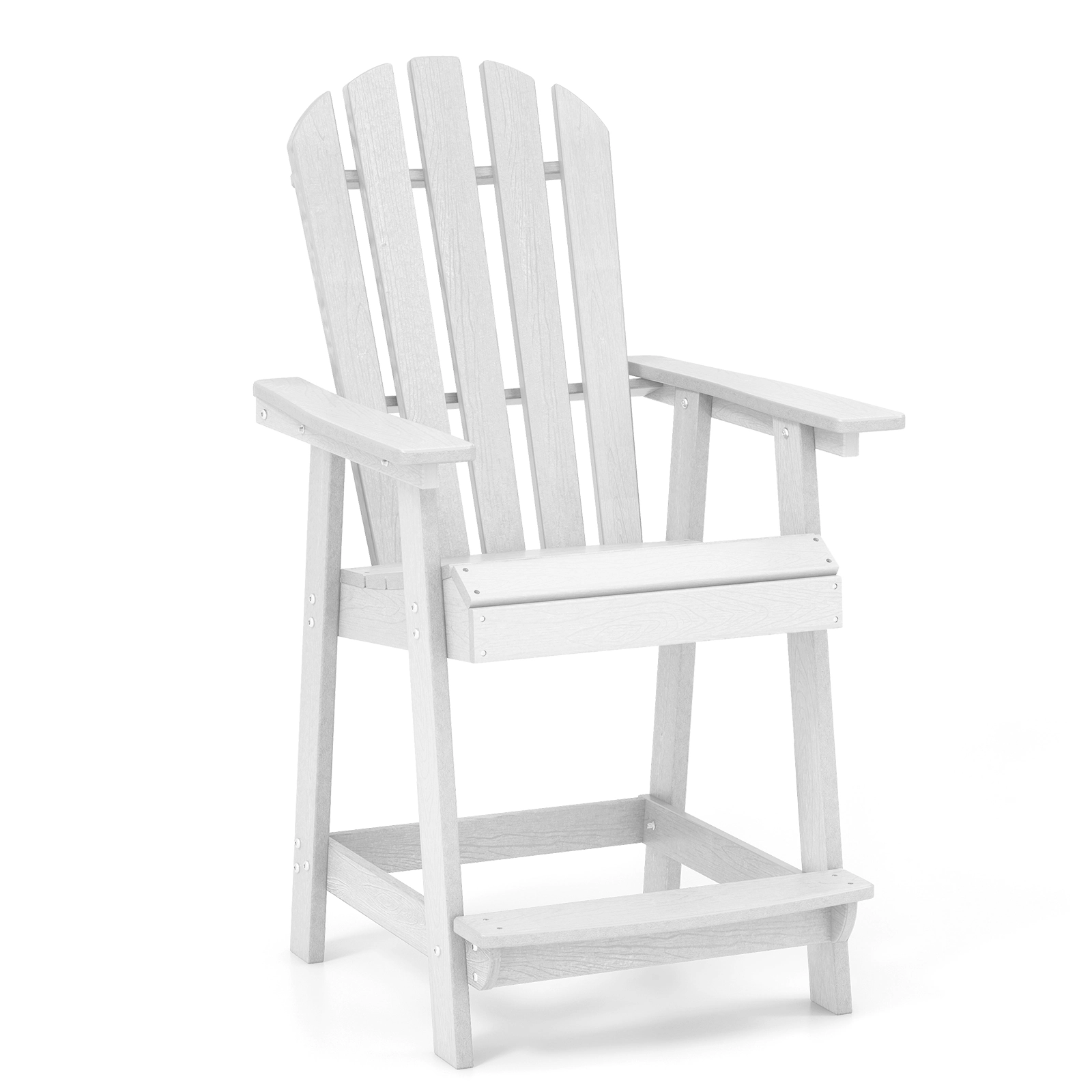 SUGIFT White Armrests and Footrest for Indoor Outdoor Use HDPE Patio Adirondack Chair