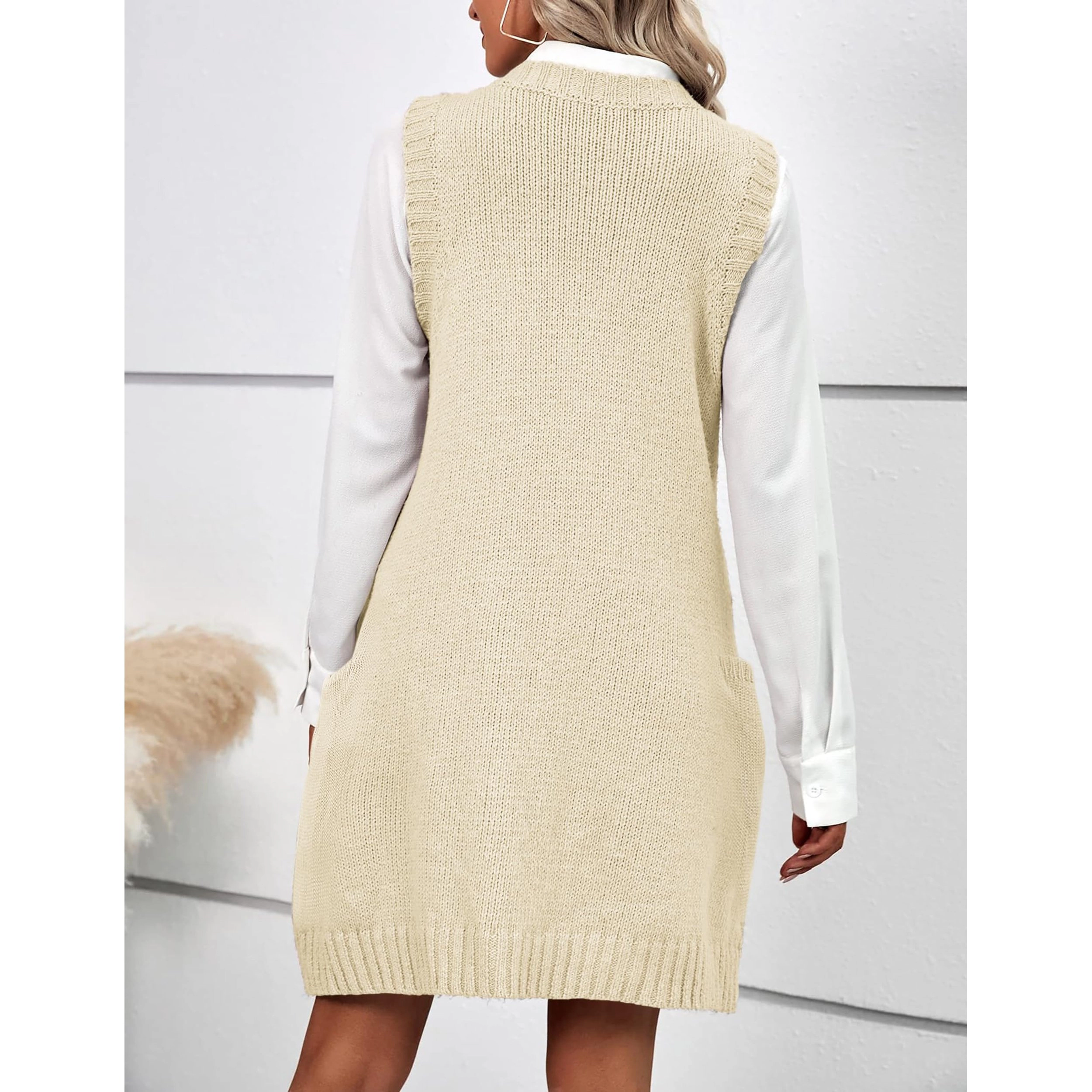 Zeagoo Women's V Neck Sleeveless Sweater Dress