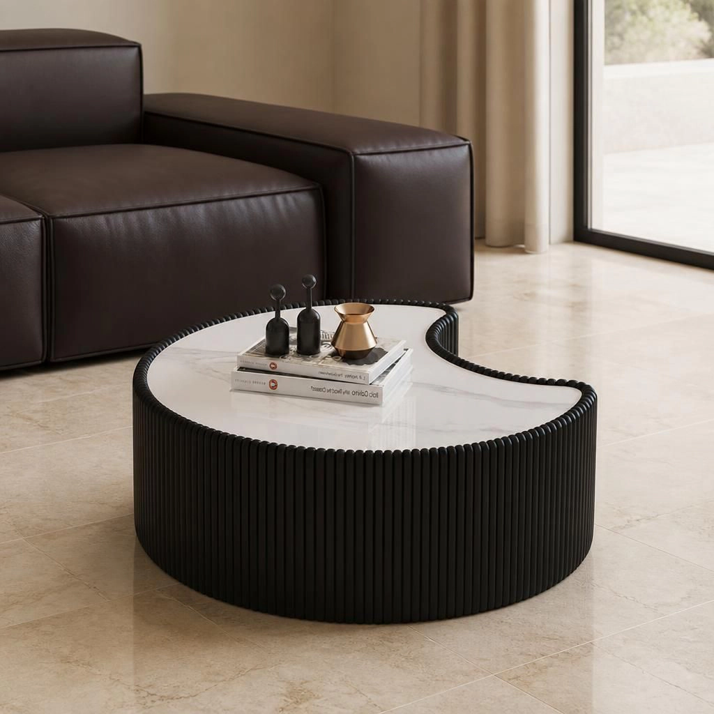 GOODSILO Sintered Stone Top Upholstered Coffee Table