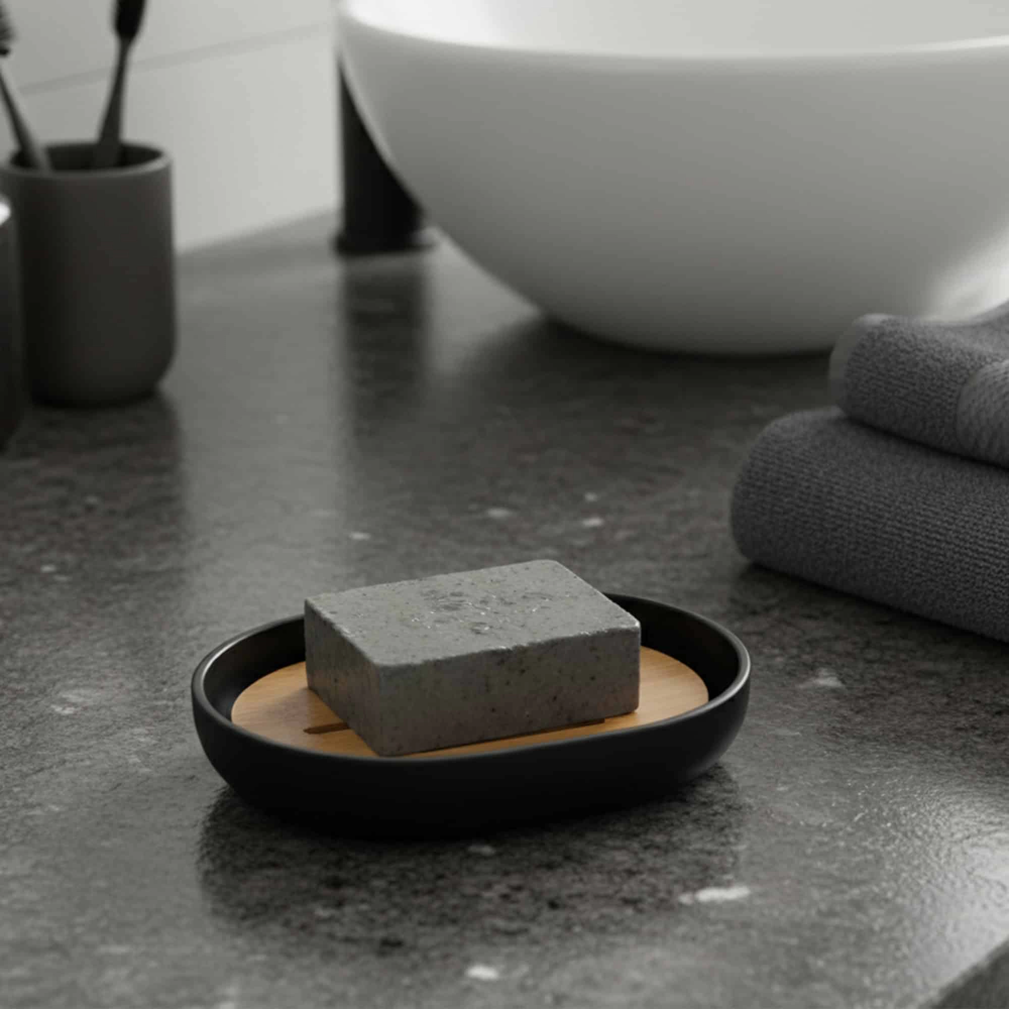 Evideco French Home Goods Padang 2-Piece Soap Dish - Bamboo Platform with Plastic Tray