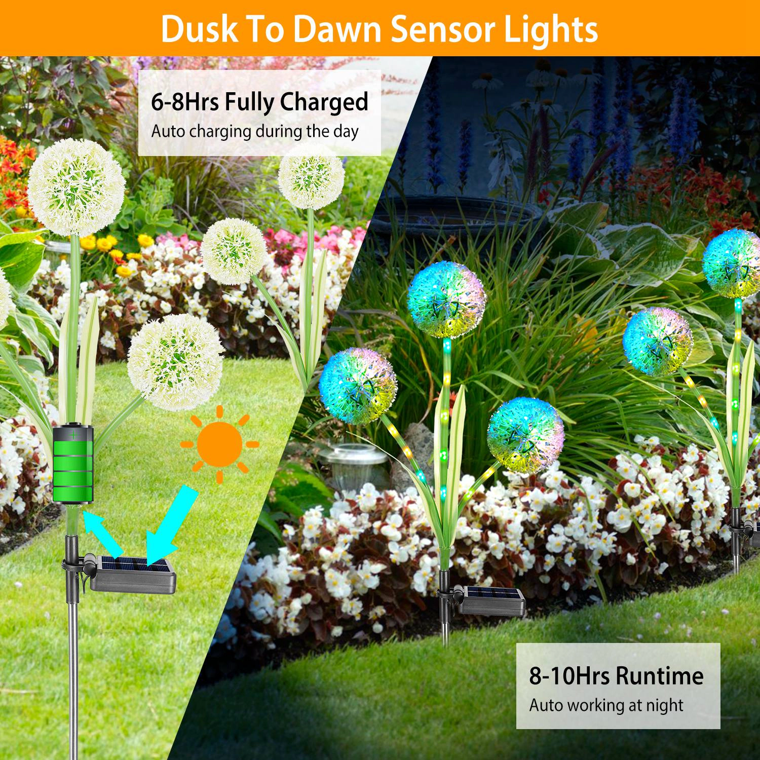 GBruno Solar Dandelion Garden Stake Lights 2-Pack
