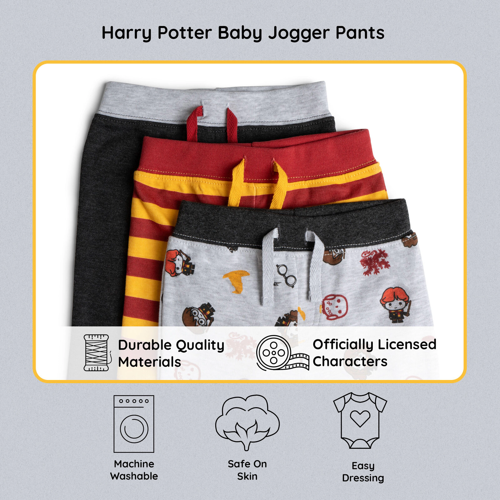 Harry Potter Baby Boys' 3-Pack Jogger Pants