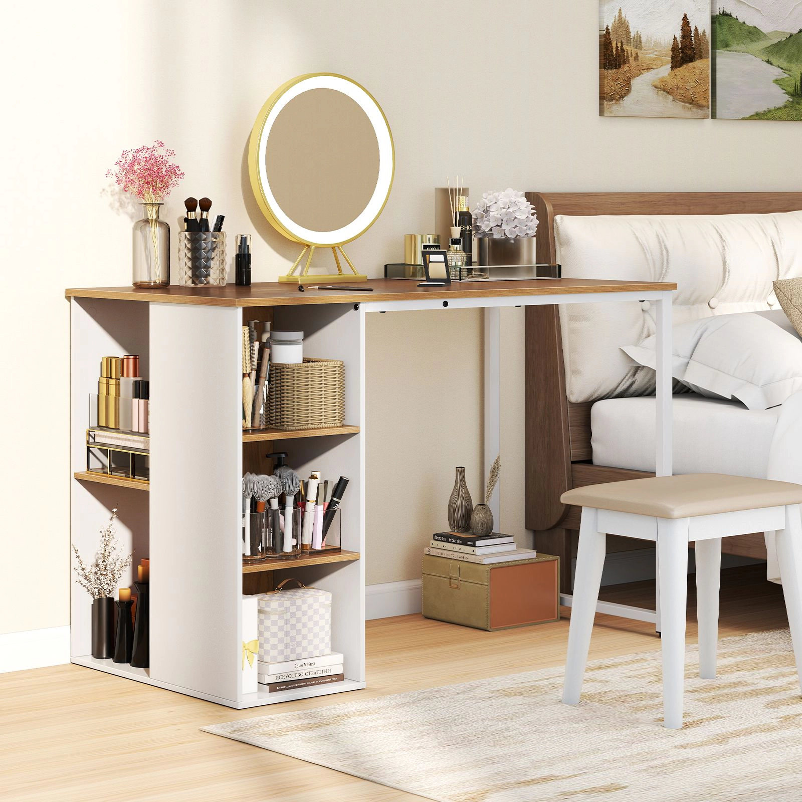 SlickBlue 45 Inch Computer Desk With 5 Storage Shelves