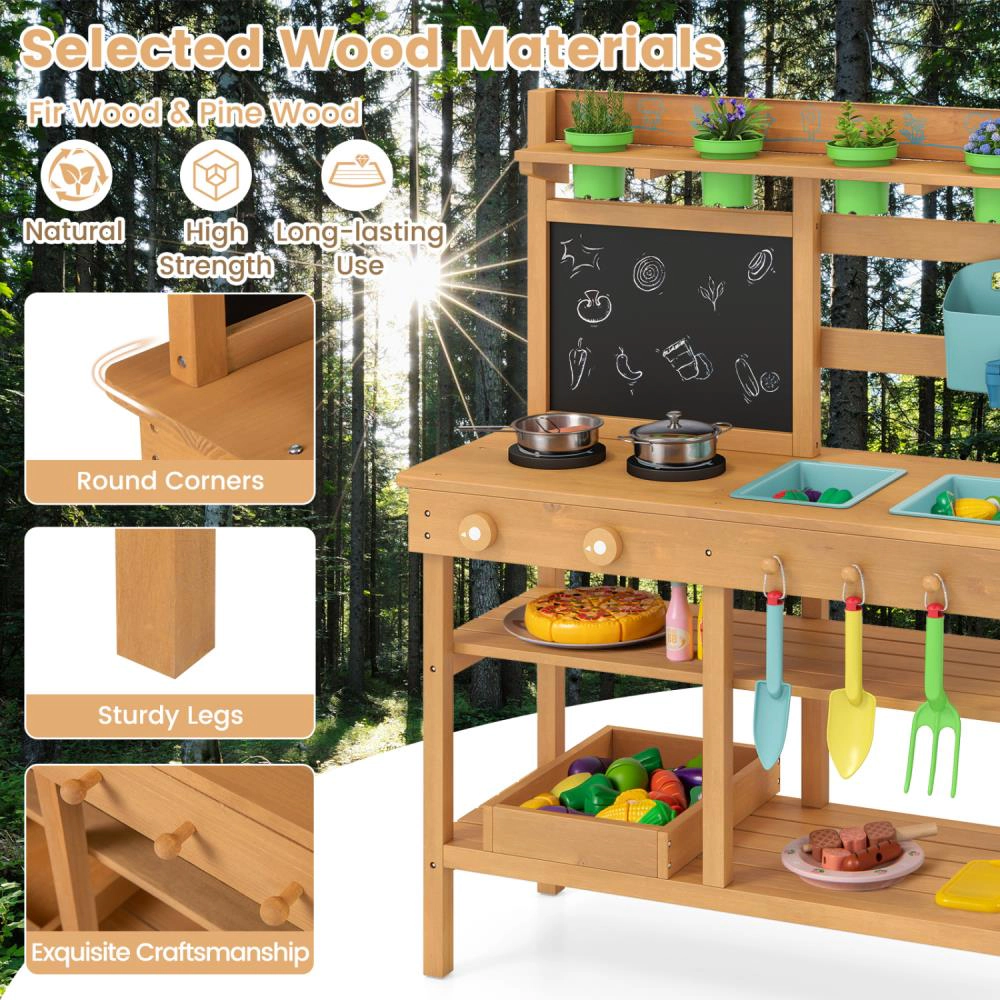 Hivvago Outdoor Play Pretend Kitchen with Faucet and Removable Sinks