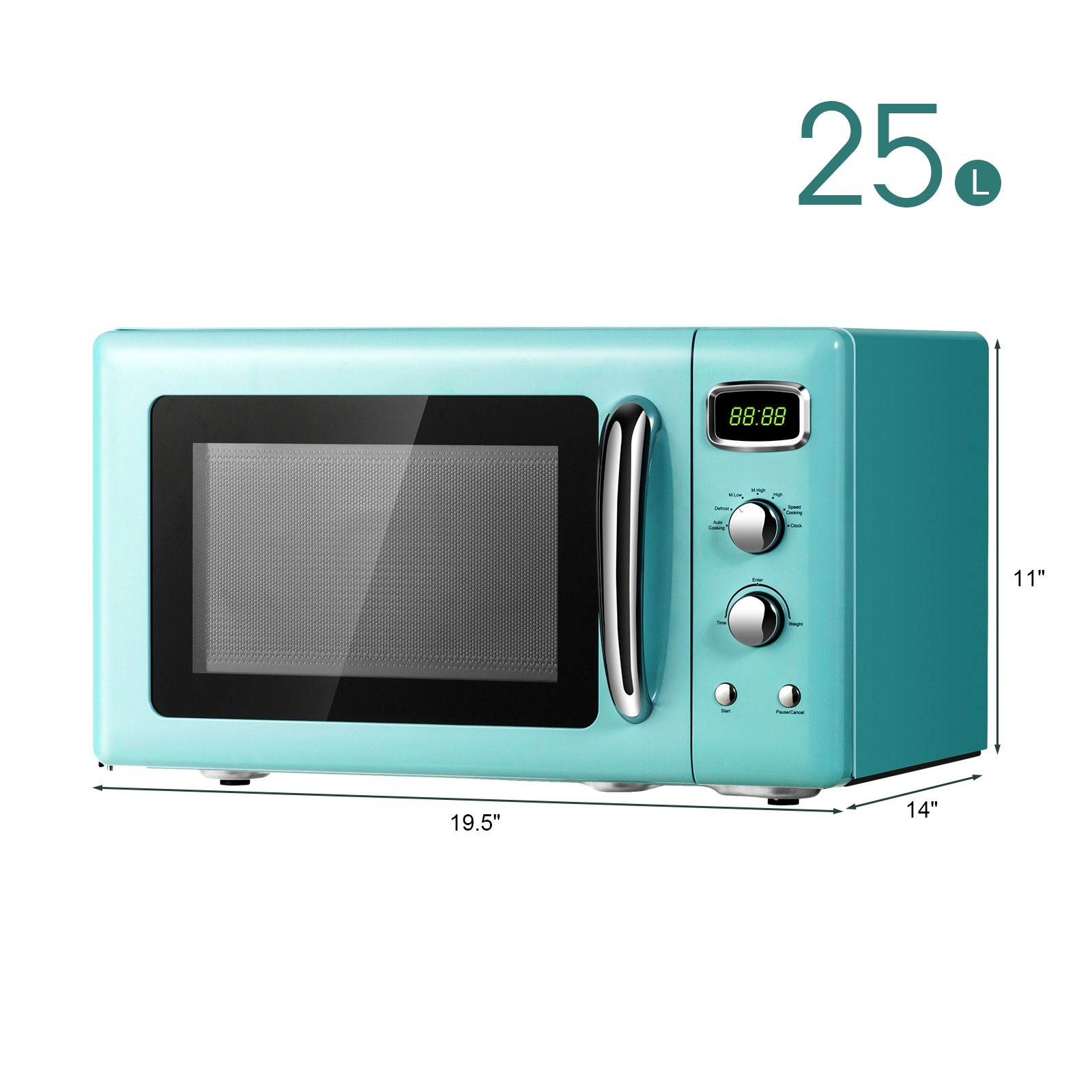 SUGIFT Green 0.9-cu ft 900W Retro Countertop Microwave Oven with Power Selector Knob and Child Lock