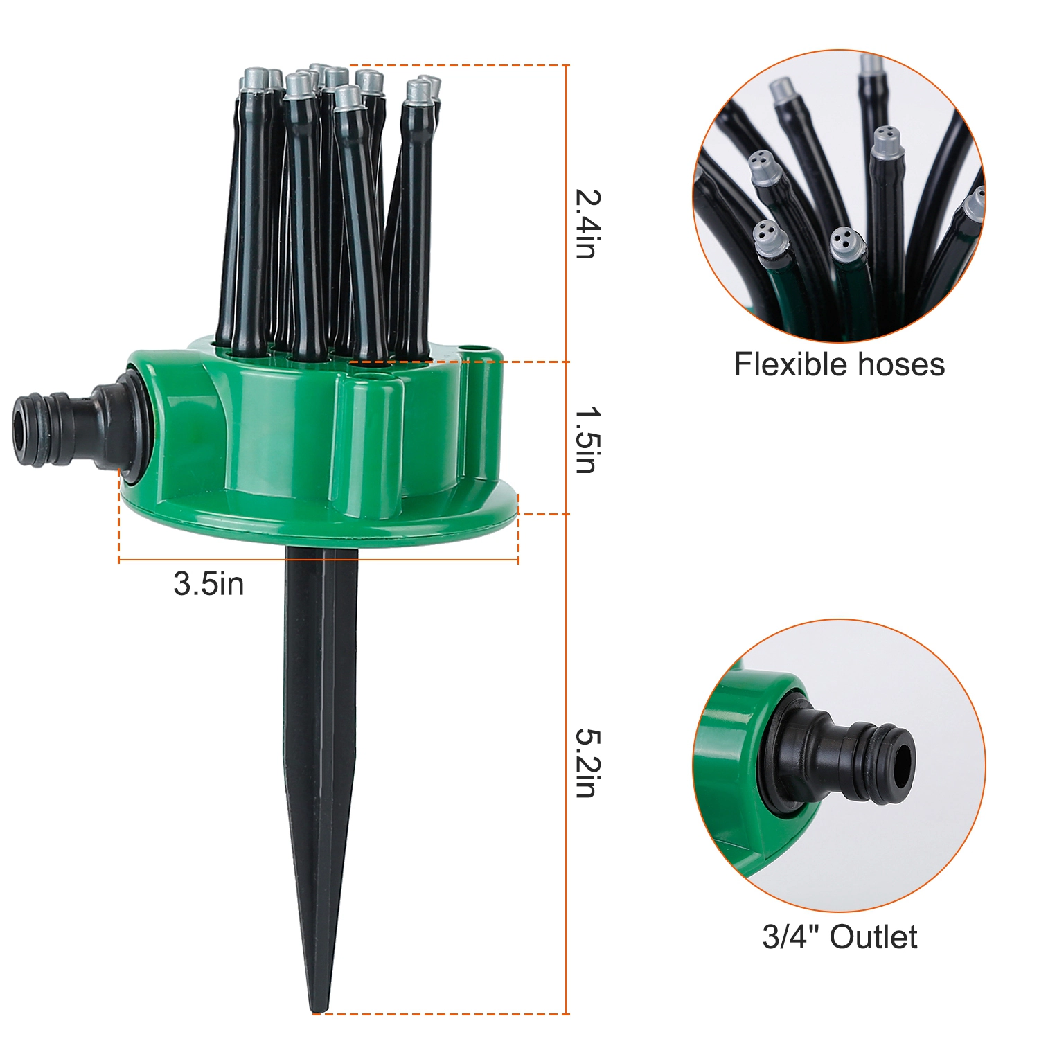GBruno 360-Degree 12-Tube Lawn Sprinkler