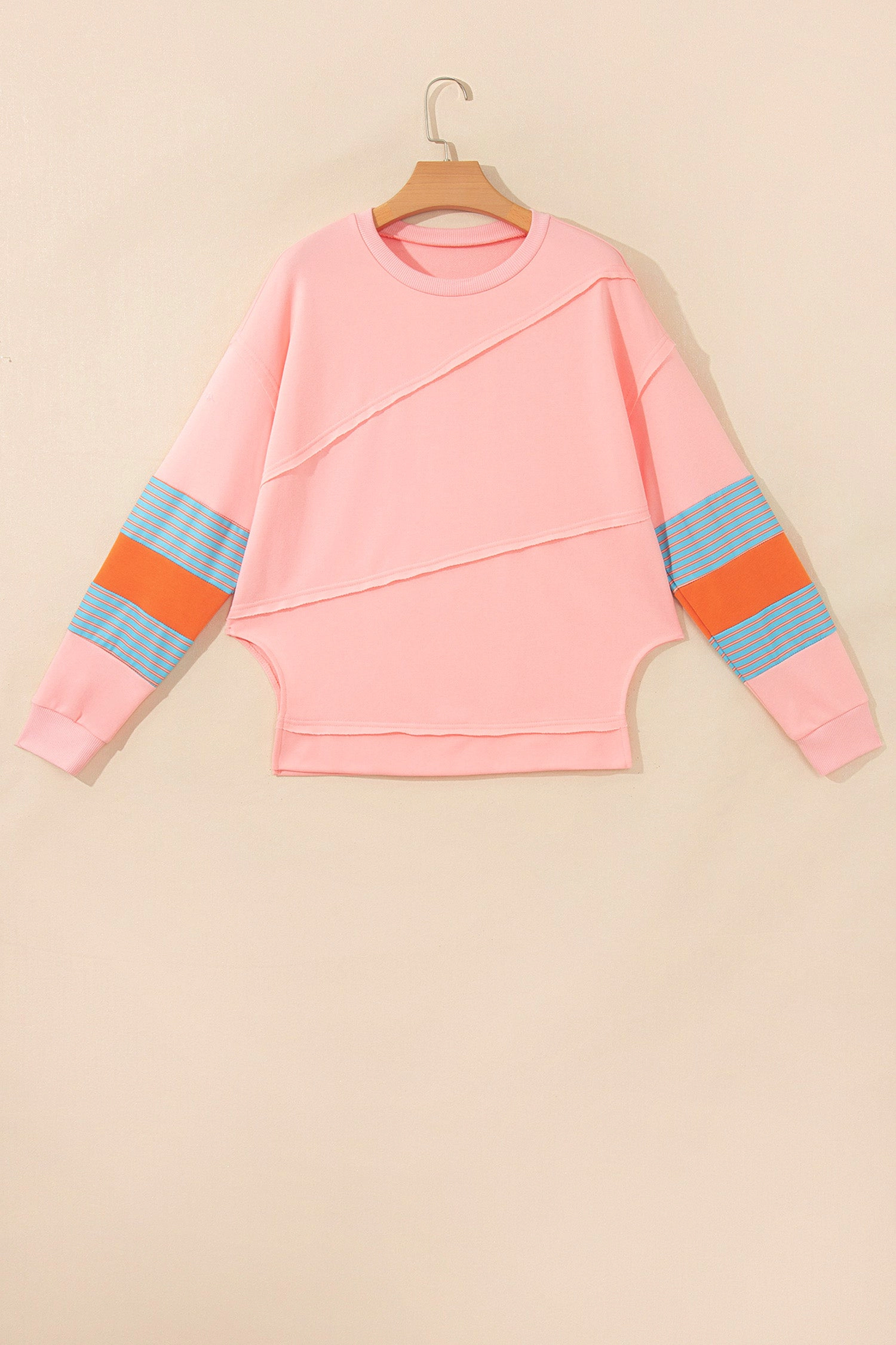 Threaded Pear Marci Patchwork Raw Detail Long Sleeve Top