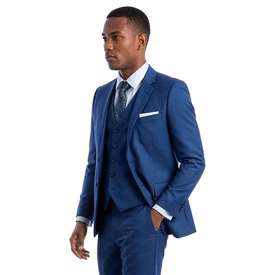 Tazzio Mens Regular Fit 3 Piece Sharkskin Suit Set