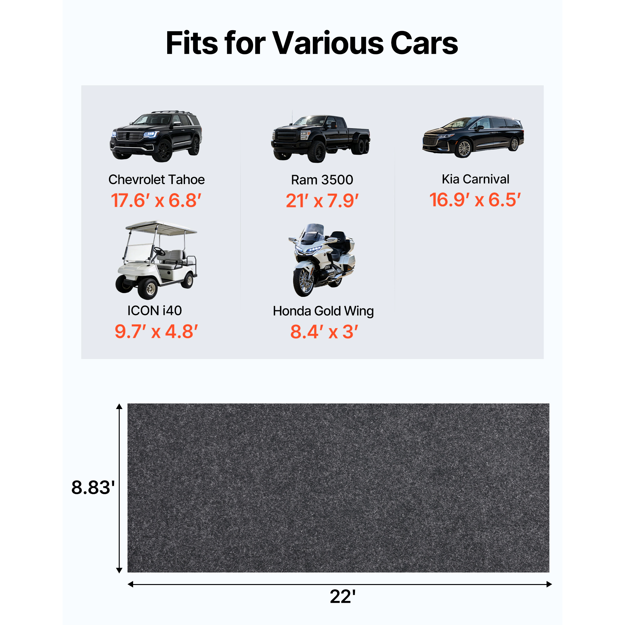 HONGGE Heavy Duty Garage Floor Mat Waterproof from Mud, Oil, and Water Containment