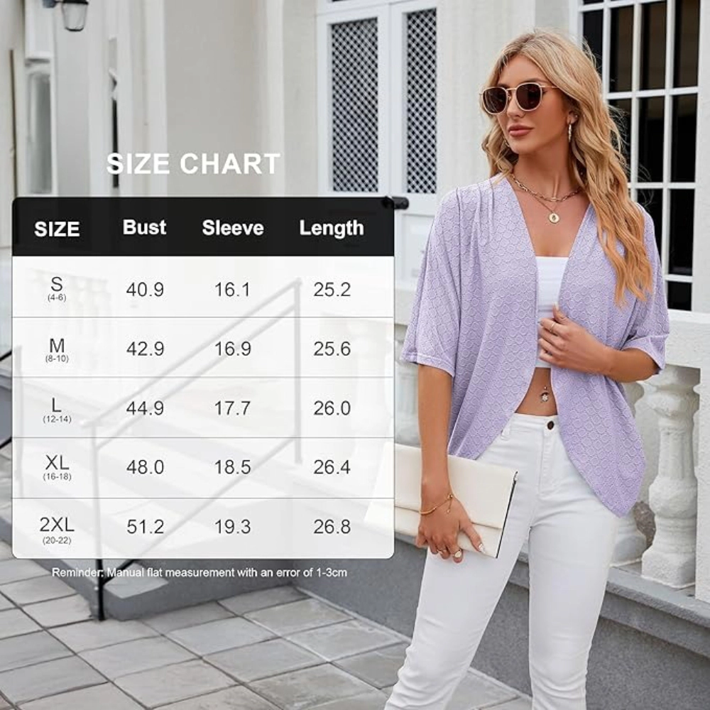 Women Lightweight  Casual Open Front Batwing Cardigan