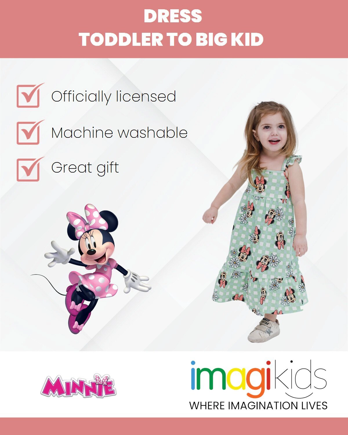 Disney Minnie Mouse Girls' Sleeveless Midi Dress