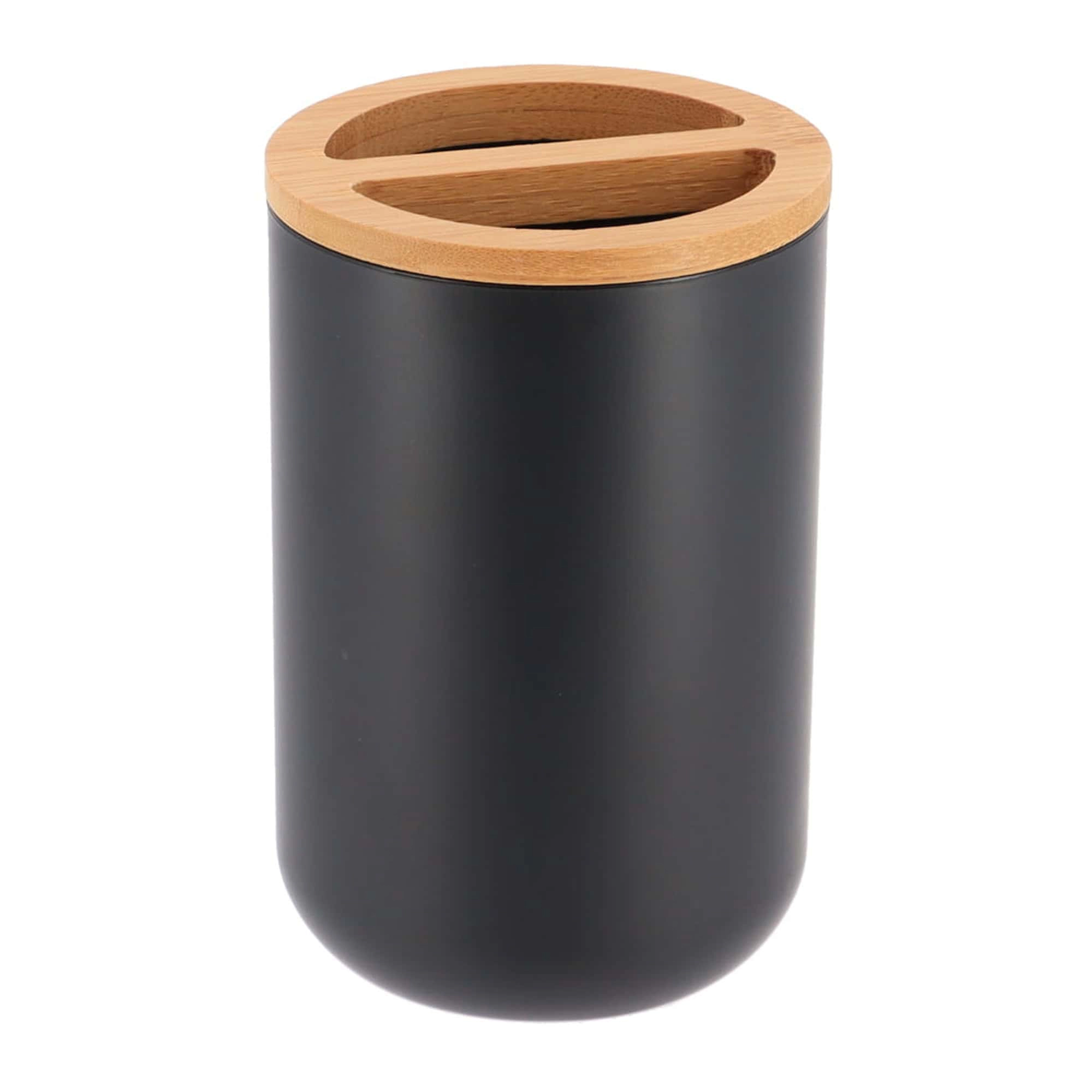 Evideco Padang Bamboo Top Toothbrush Holder - 10 oz Polystyrene Toothpaste & Brush Organizer