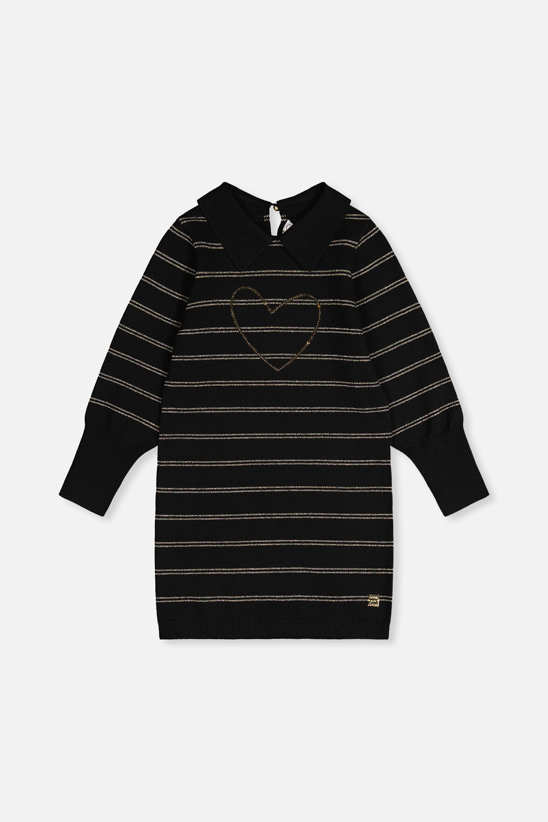 Deux par Girls Knitted Striped Dress with Sequin Heart