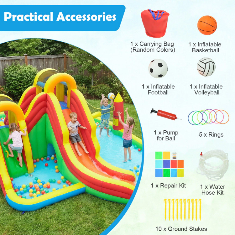 Hivvago 8-in-1 Giant Bounce House with 2 Long Slides and Climbing Walls for Yard Party