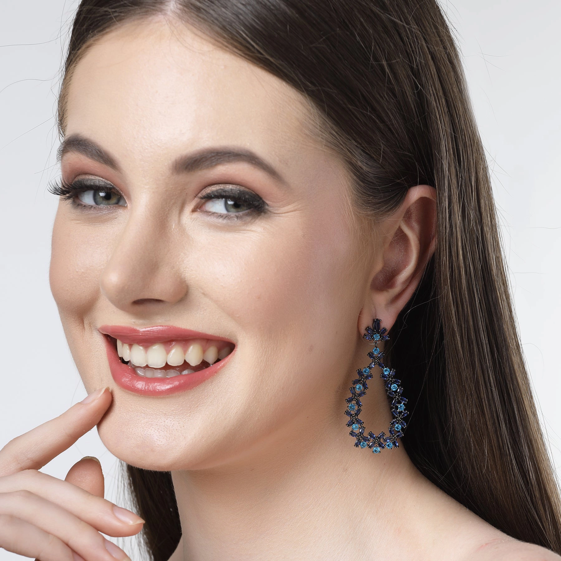 AGP PARIS Womens Diva Collection Dainty Zirconia Floral Drop Earrings