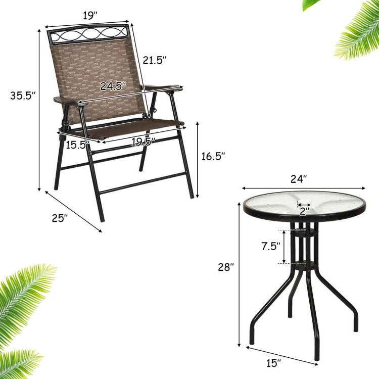 Hivvago Patio Dining Set With Patio Folding Chairs And Table