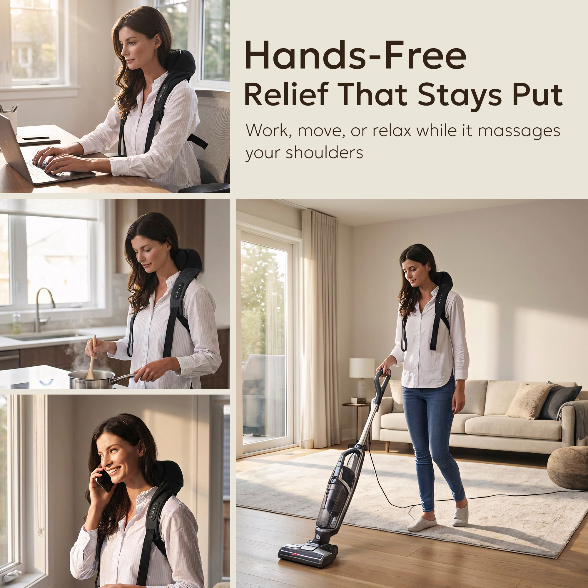 Miko Wave Heated Neck & Back Massager with Heat, Cordless and Hands-Free