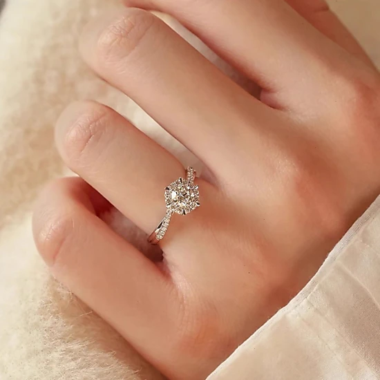 Wardrobe Whimsy Round Cubic Zirconia Halo Twisted Pave Shank Engagement Ring