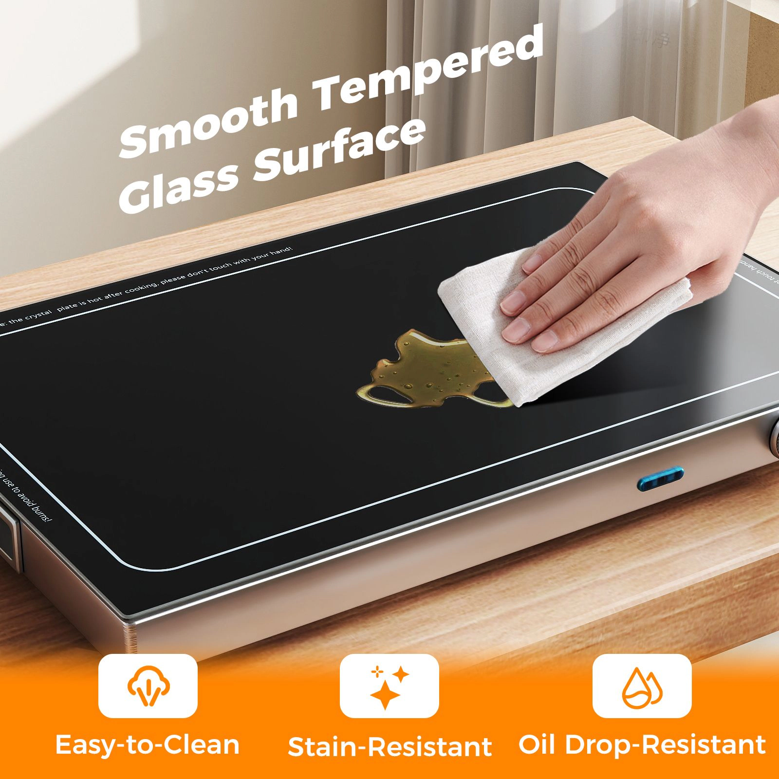 SlickBlue Buffet Food Warmer Tray with Glass Top, 300W, Black