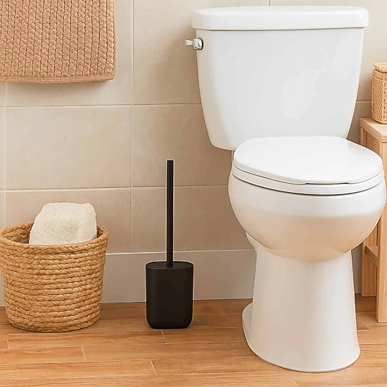 Evideco Oval Matte Polyresin Toilet Brush Set, 2-Piece