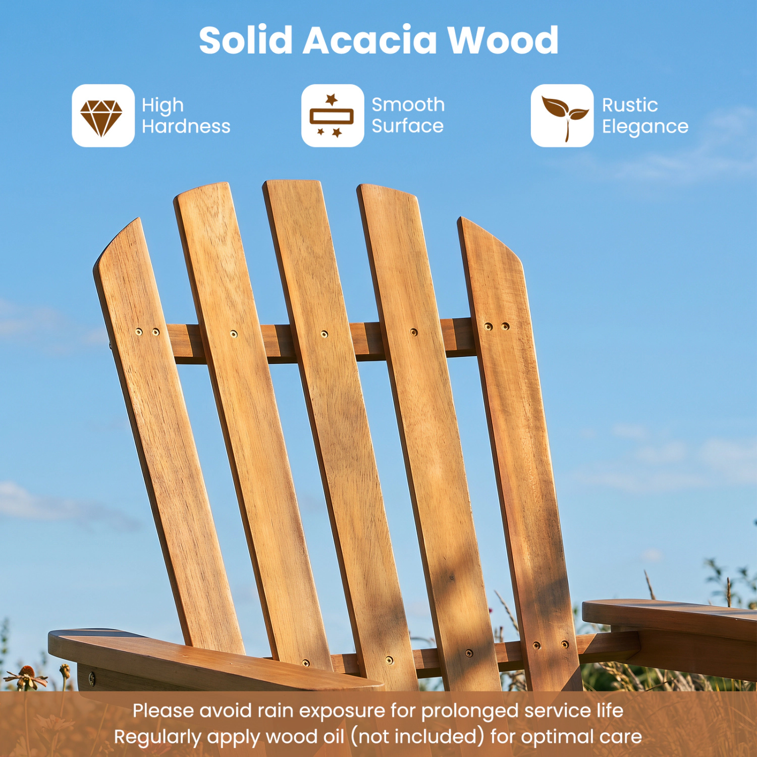 LJG Folding Acacia Wood Oversized Adirondack Chair