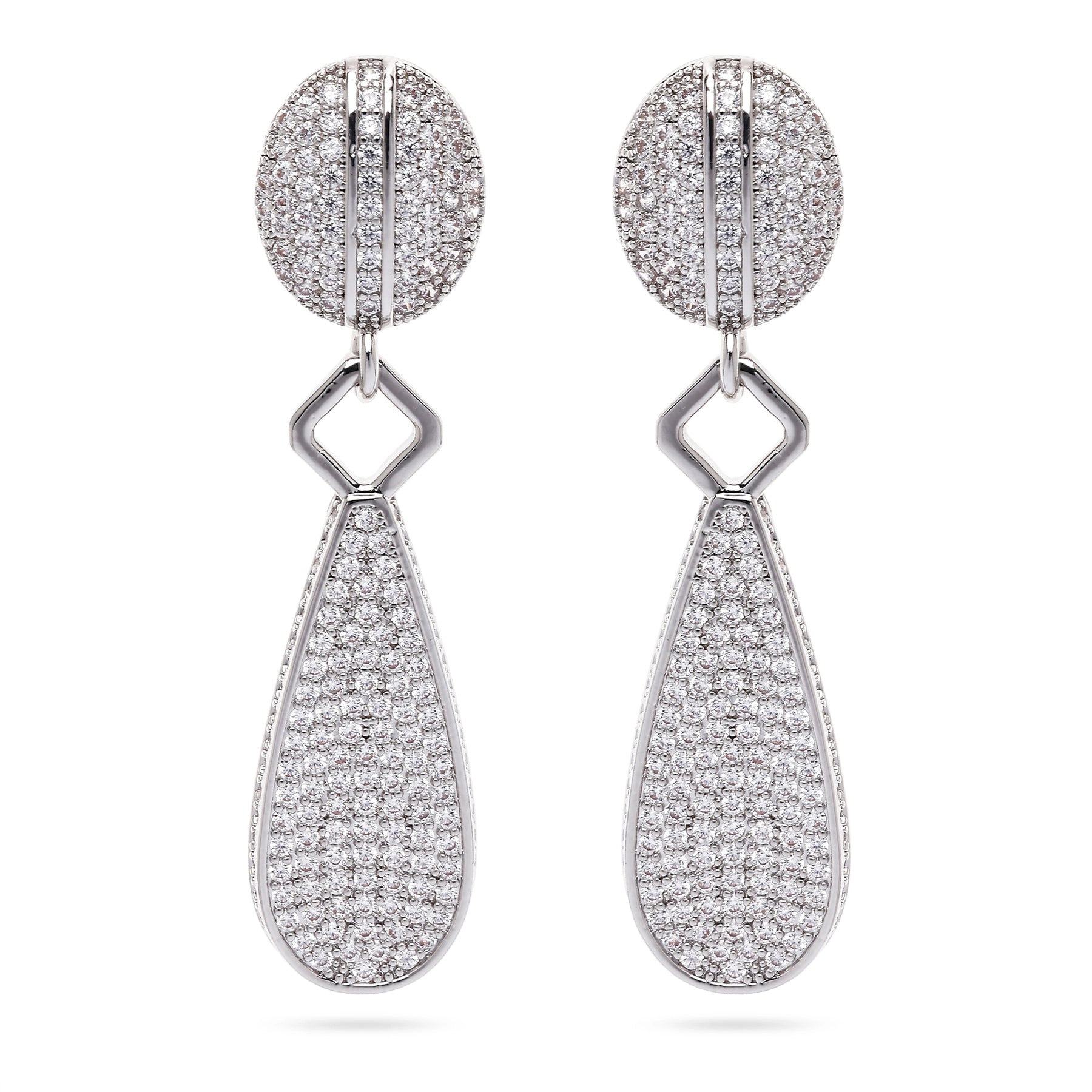 AGP PARIS Womens Elegant Tear Drop Earrings, Color: Silver