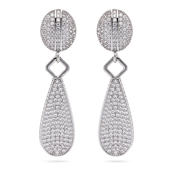 AGP PARIS Womens Elegant Tear Drop Earrings, Color: Silver