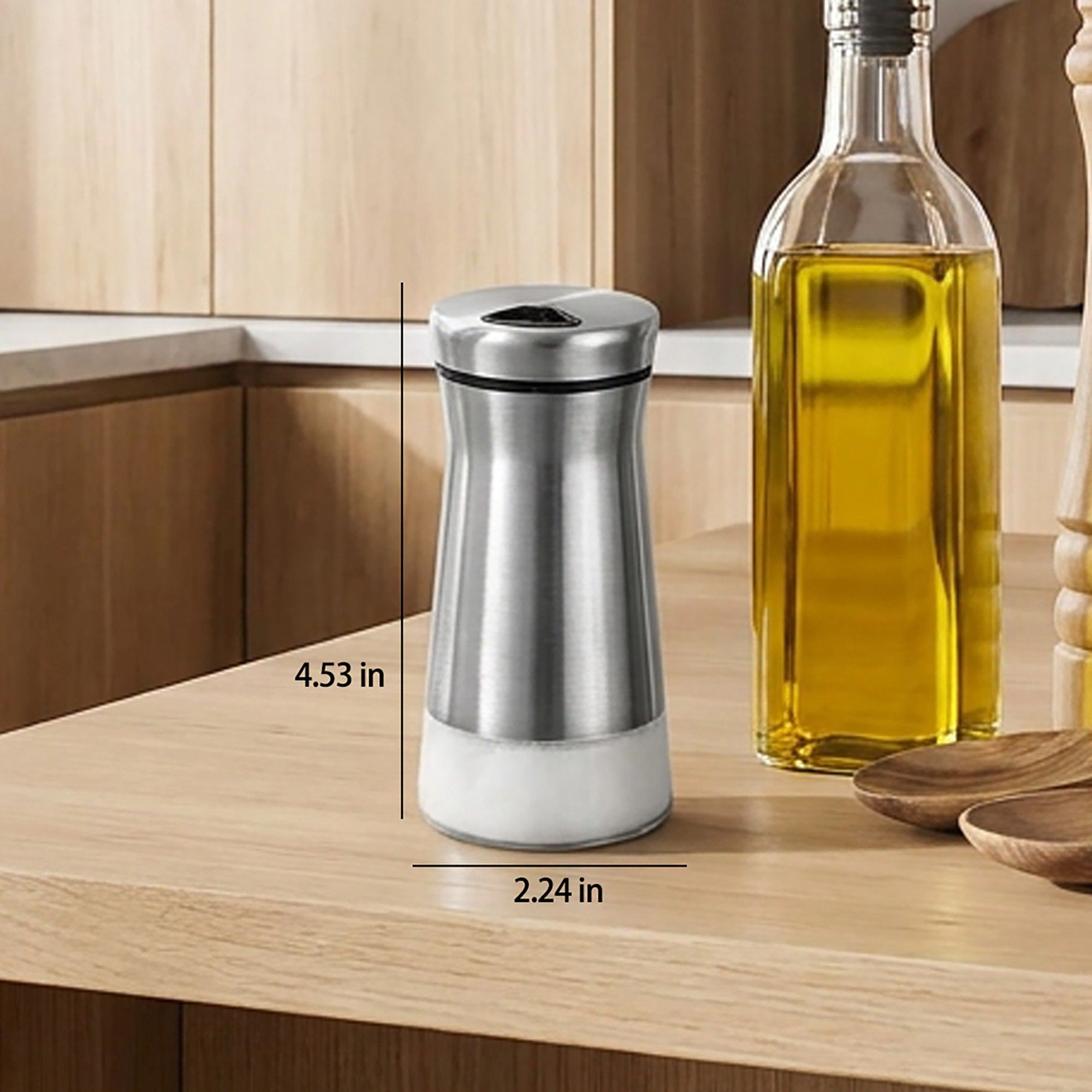 Alilang Women Stainless Steel Spice Shaker Jar with Glass Base and Dispensing Lid