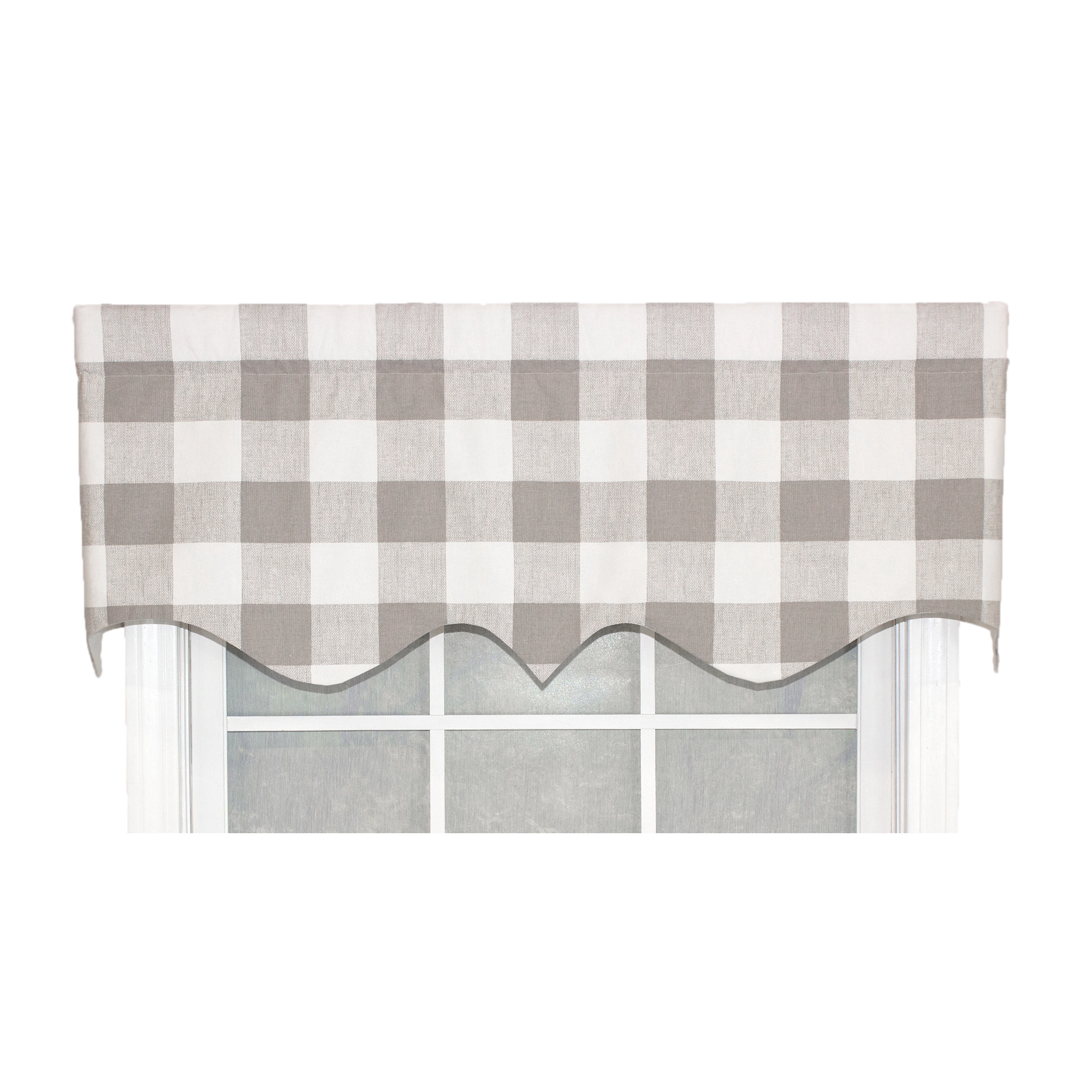 Grande Check Regal Style 3" Rod Pocket Valance 50" x 17" Taupe by RLF Home