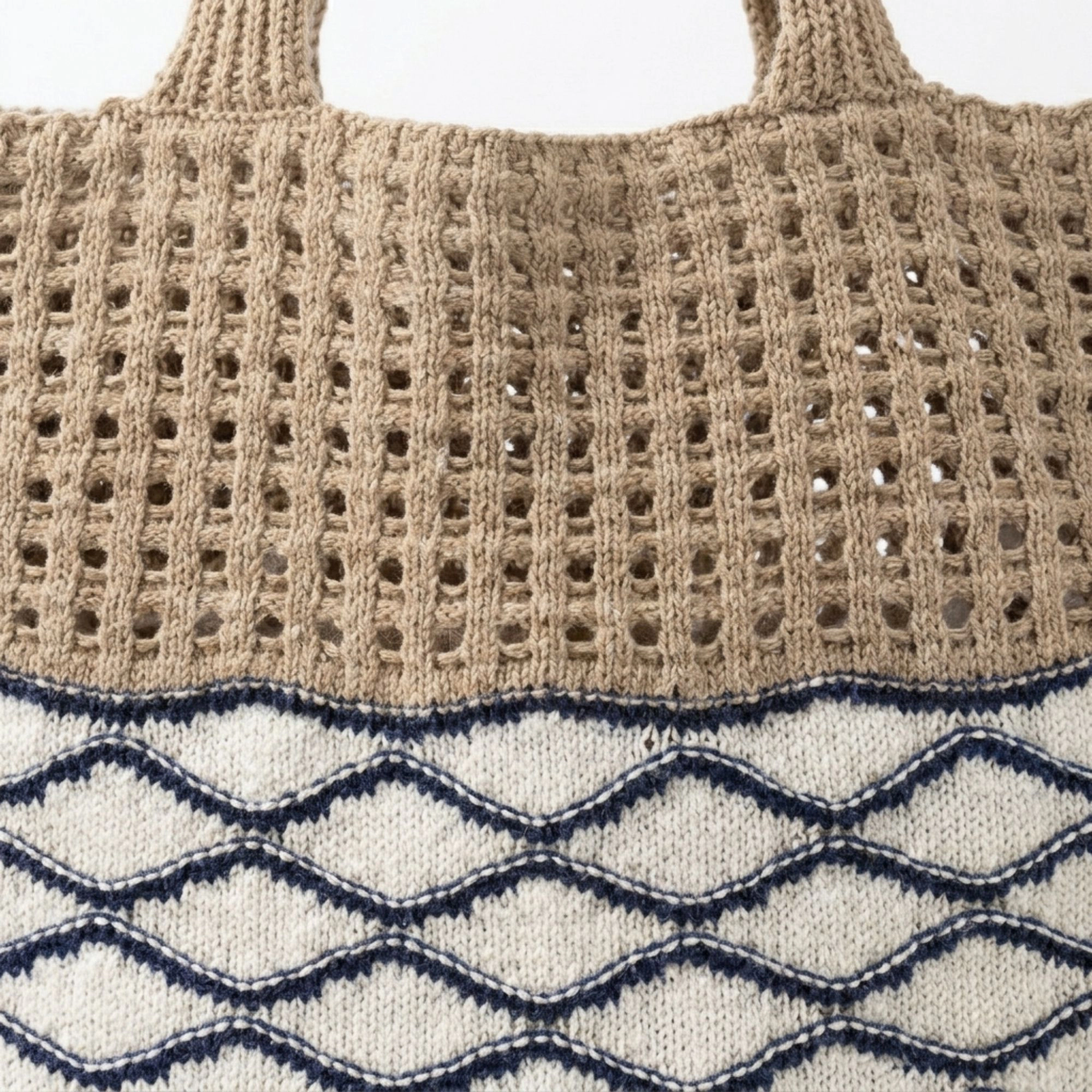 Alilang Women's Crochet Knit Tote Bag with Openwork Design and Wave Pattern, Yellow