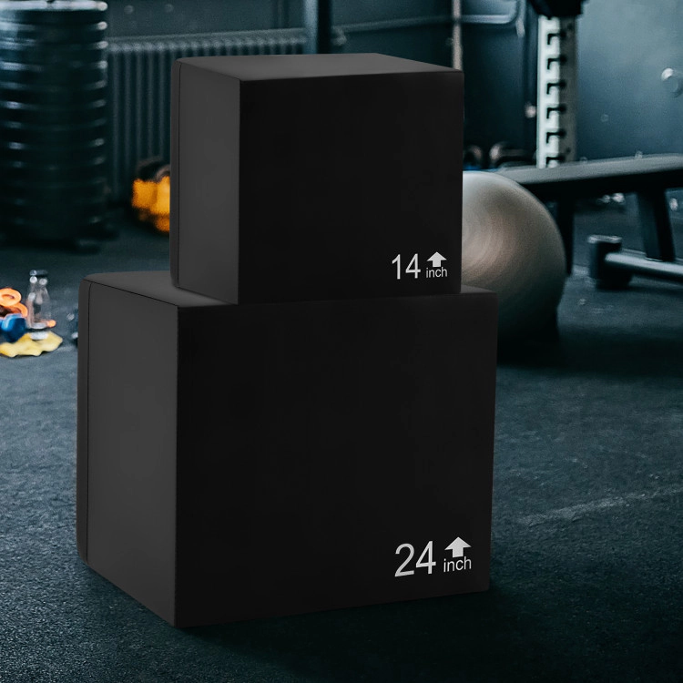 SUGIFT 3-in-1 Black Foam Plyometric Jump Box with PU Cover 16-in W 14-in D 12-in H 440-lb Platform Capacity
