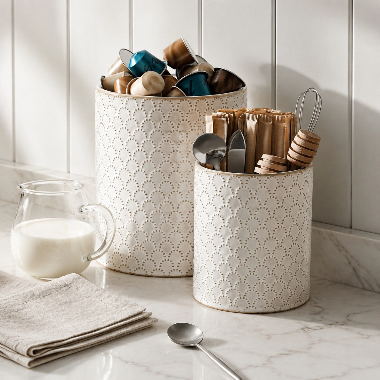 WZK Large Ceramic Farmhouse Kitchen Utensil Holder