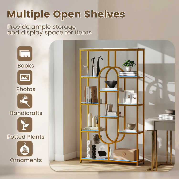 Hivvago Tall Open-Back Bookshelf with Five Spacious Shelves