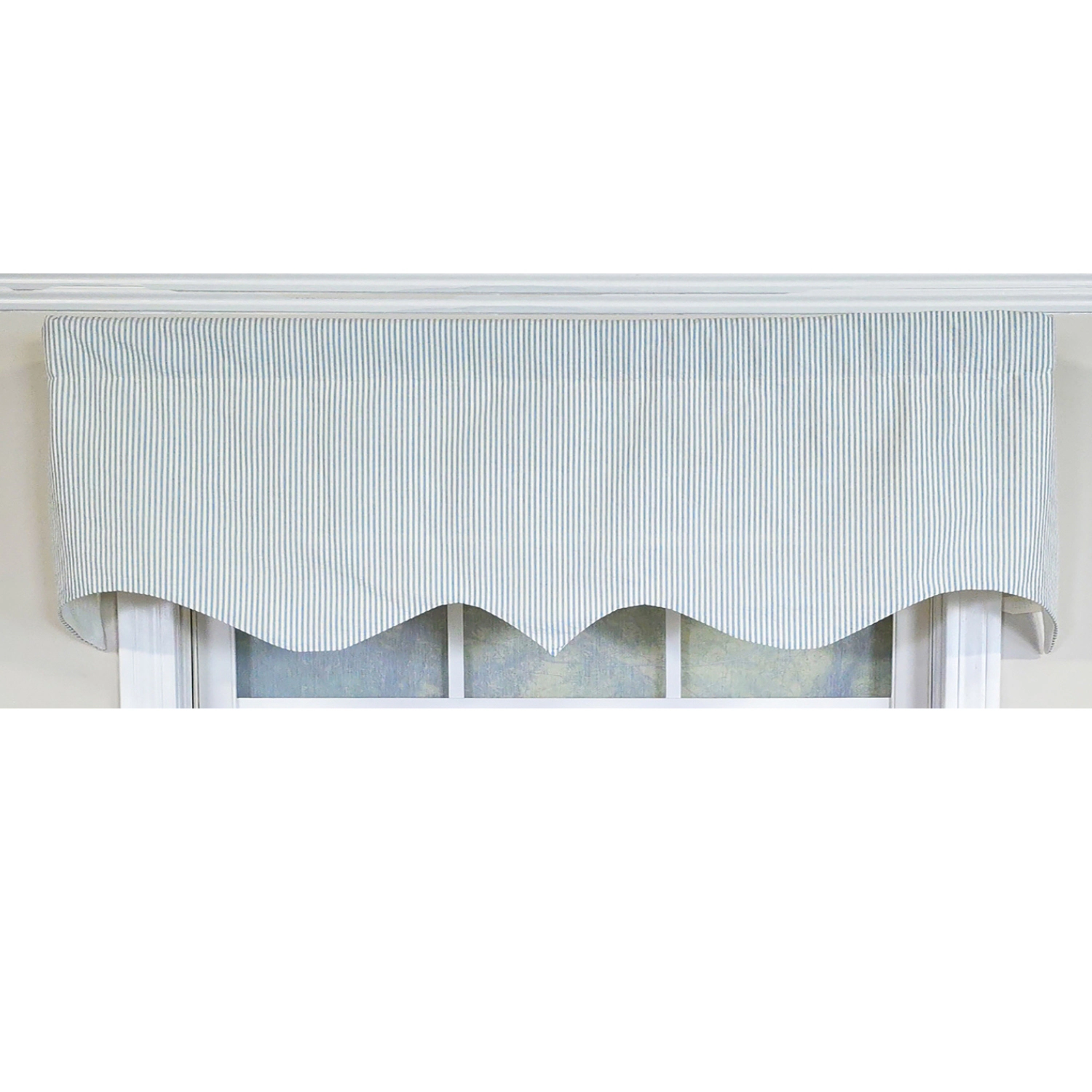 RLF Home 100% Cotton Seersucker Regal With Poly/Cotton Ivory lining Rod Pocket Valance 50" x 16" Blue