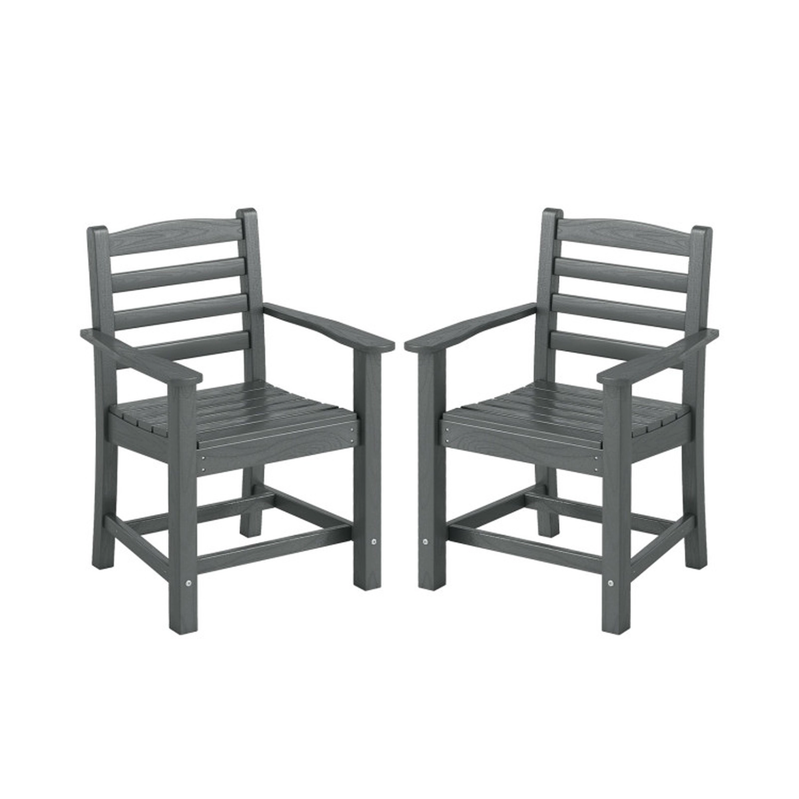 SUGIFT Set of 2 Gray HDPE Adirondack Patio Dining Chairs with Wide Arms