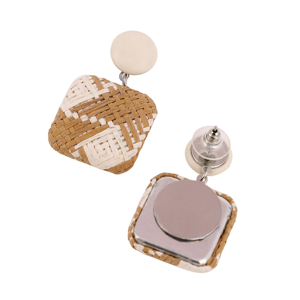 SOHI Women's The Rattan Drop Earrings - Tan Brown