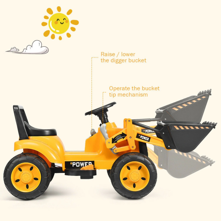 Hivvago Kids Ride On Excavator Digger 6V Battery Powered Tractor