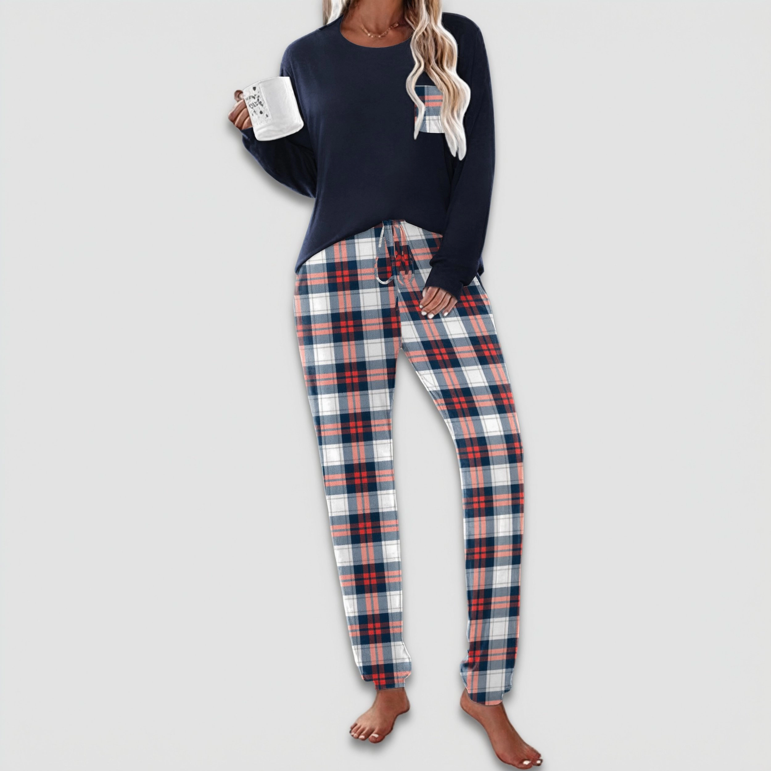 Ekouaer Womens Pajamas Set Long Sleeve Christmas Pajama Sets Lounge Set for Womens Joggers