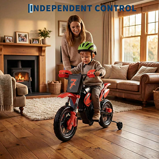 Enjyam 12V Kids Ride On Motorcycle with Dual Motors, 3-Wheel Electric Bike with Lights & Sounds for Boys & Girls