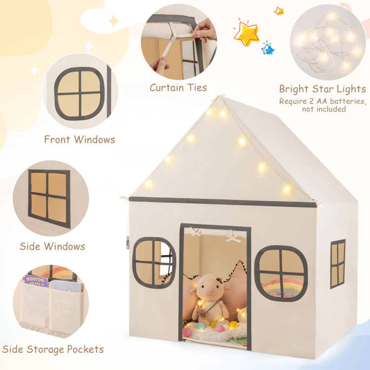 Hivvago Kids Play Tent Large Playhouse with Door Curtain and Windows Star Lights